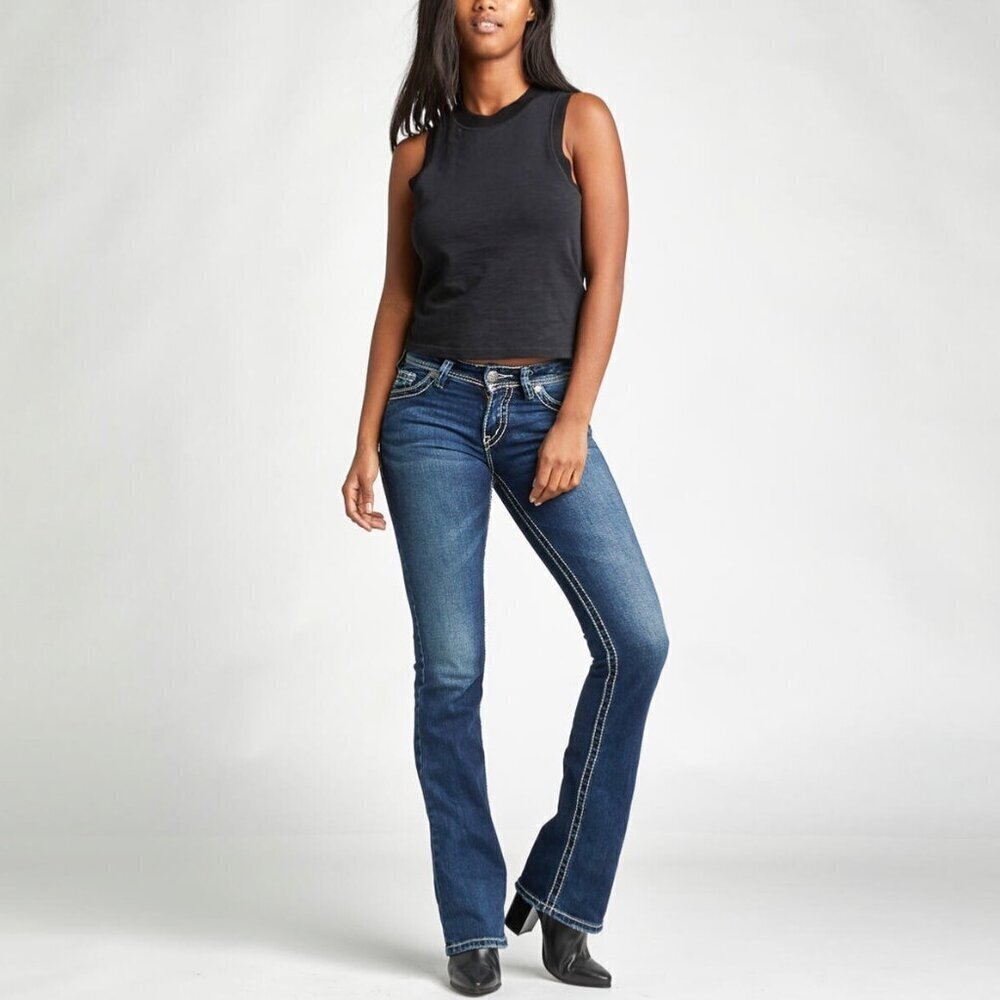 Silver Jeans 25 (US 2) Suki Bootcut Women’s Mid Rise Jeans Stretch L9516SJB376